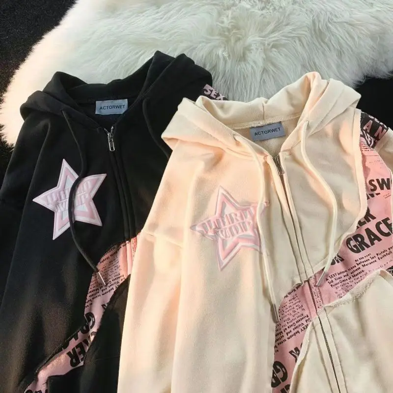 Fashion Y2k Vintage Zip Up Hoodies Women Harajuku Hip Hop Letter Print Sweatshirts Gothic Streetwear Loose Patchwork Tops Coats
Fashion Y2k Vintage Zip Up Hoodies Women Harajuku Hip Hop Letter Print Sweatshirts Gothic Streetwear Loose Patchwork Tops Coats