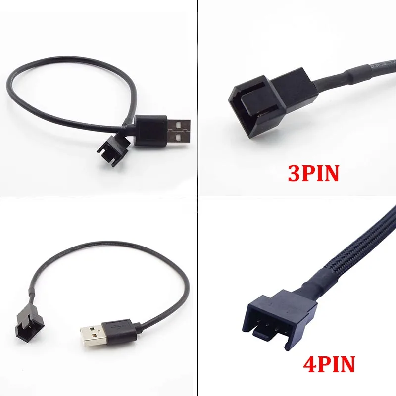 

5 в 30 см 3/4 Pin компьютерный ПК Вентилятор кабель питания соединитель Адаптер подключение 3pin или 4pin вентилятор к USB адаптеру кабели H2