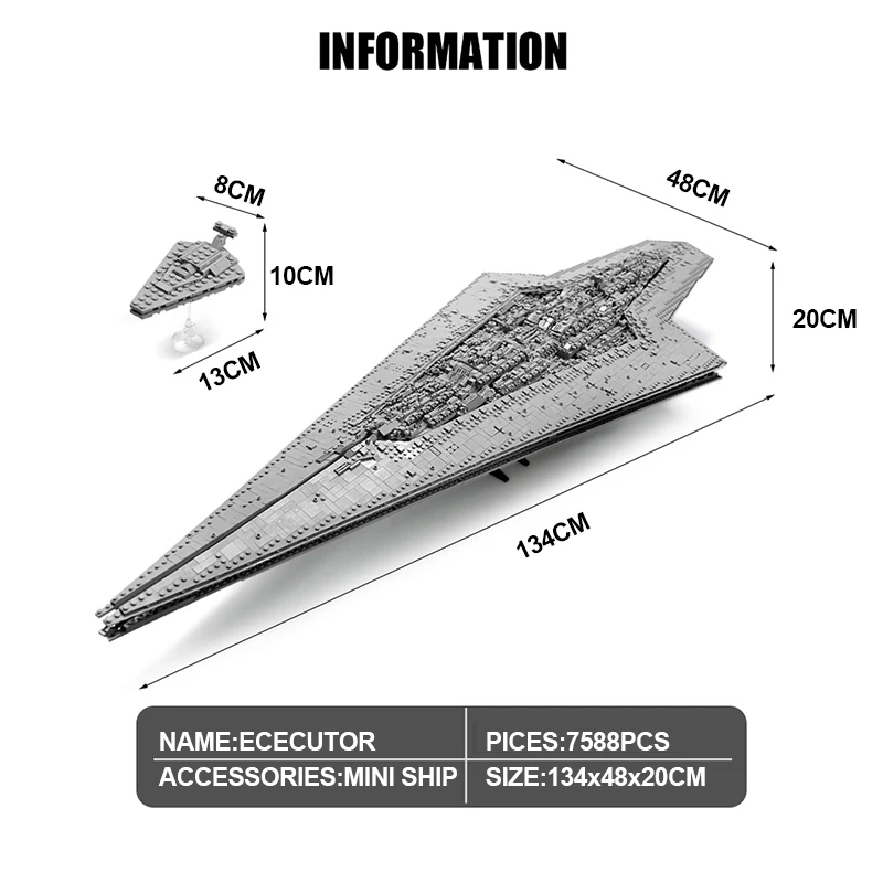 13134 The MOC-15881 Executor Class Star Star Plan Space Wars Dreadnought Building Blocks Bricks Toys Kids Christmas Adults Gifts 13134 The MOC-15881 Executor Class Star Star Plan Space Wars Dreadnought Building Blocks Bricks Toys Kids Christmas Adults Gifts