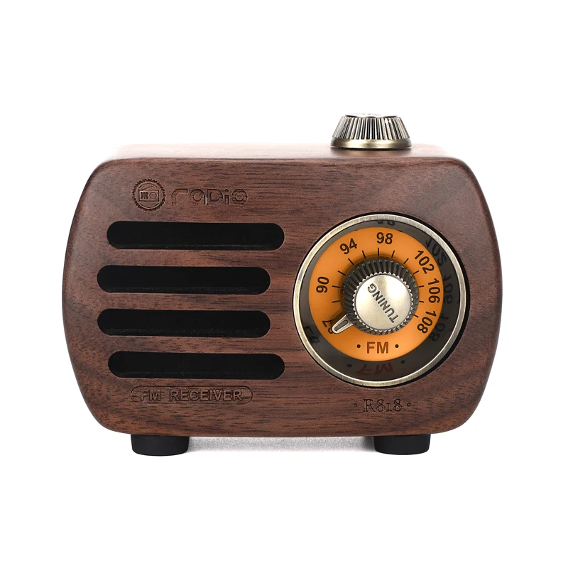 Mini Vintage Retro Wood FM SD MP3 Bluetooth Transistor Rechargeable Radio with Speaker R818(Walnut Wood) | Электроника