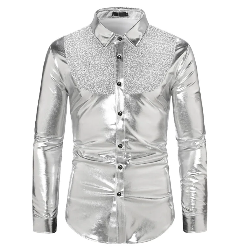 #4638 Shiny Sequins Shirt Men Long Sleeve Dance Clubwear Hip Hop Shirt Mens Shirts Regular Fit Black Gold Silver Blue Red
#4638 Shiny Sequins Shirt Men Long Sleeve Dance Clubwear Hip Hop Shirt Mens Shirts Regular Fit Black Gold Silver Blue Red
