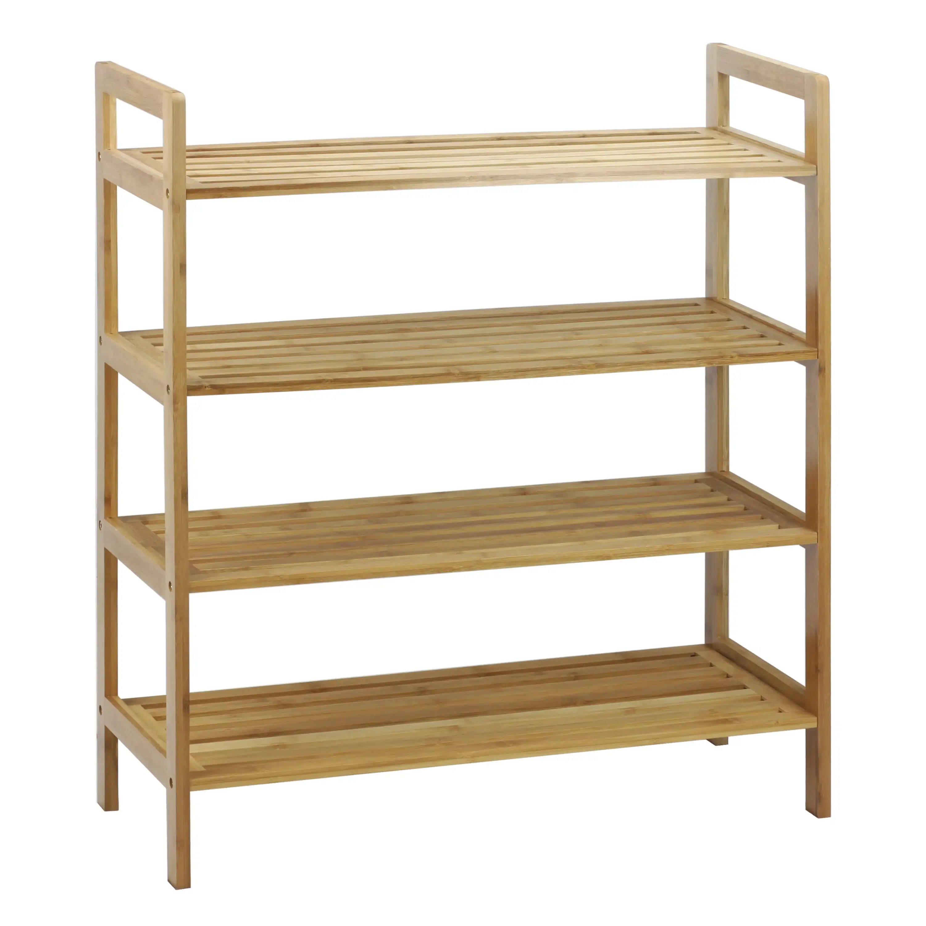 

4-Tier Bamboo Shoe Rack, Natural Finish Storage Shelf Entryway Shoe Organizer, Holds 16 Pairs of Shoes