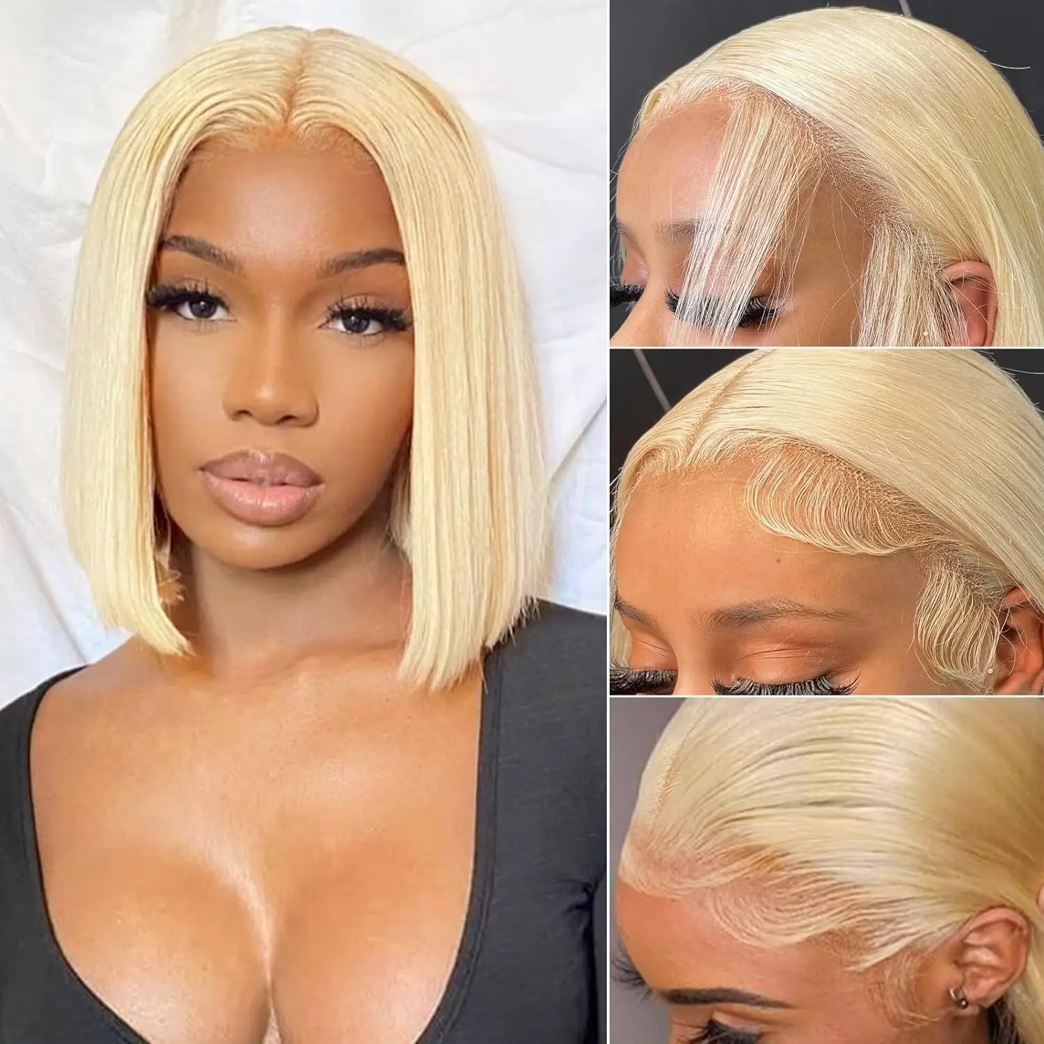 

Blonde Bob Wig Human Hair 613 Lace Front Wig Human Hair 13X4 HD Transparent lace Front Bob Wig Pre Plucked 180% Density