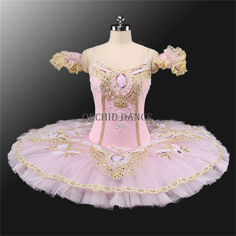 

Professional High Quality Elegant Design Custom Size Kids Girls Adult Women Performance Wear Pink Champagne Ballet Tutu