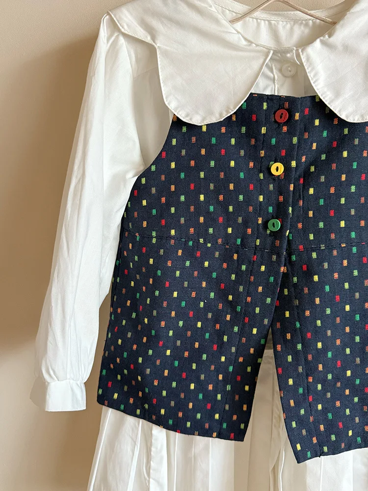 2025 Autumn New Girls Preppy Style Pleated Dress Solid Children Long Sleeve Dress Baby Girl Large Lapel Loose Dress Kids Clothes 36 Sa67cdebfb7134588b1469249507560f6I