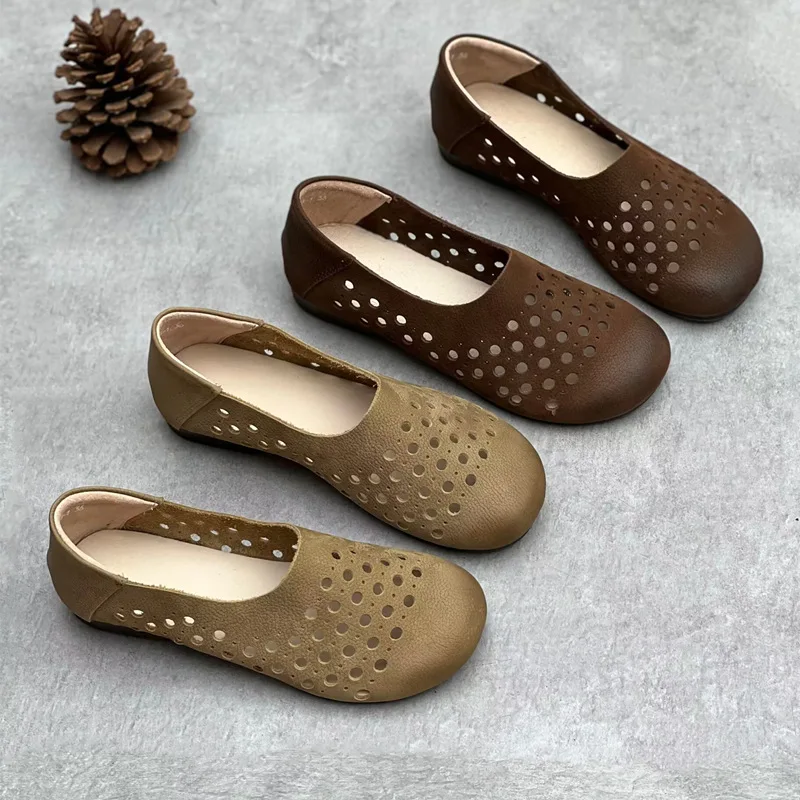 Summer Cowhide Healthy Soft Women's Shoes Flat Leather Hollowed Out Breathable Women Sandals Old Man Gift
Summer Cowhide Healthy Soft Women's Shoes Flat Leather Hollowed Out Breathable Women Sandals Old Man Gift
