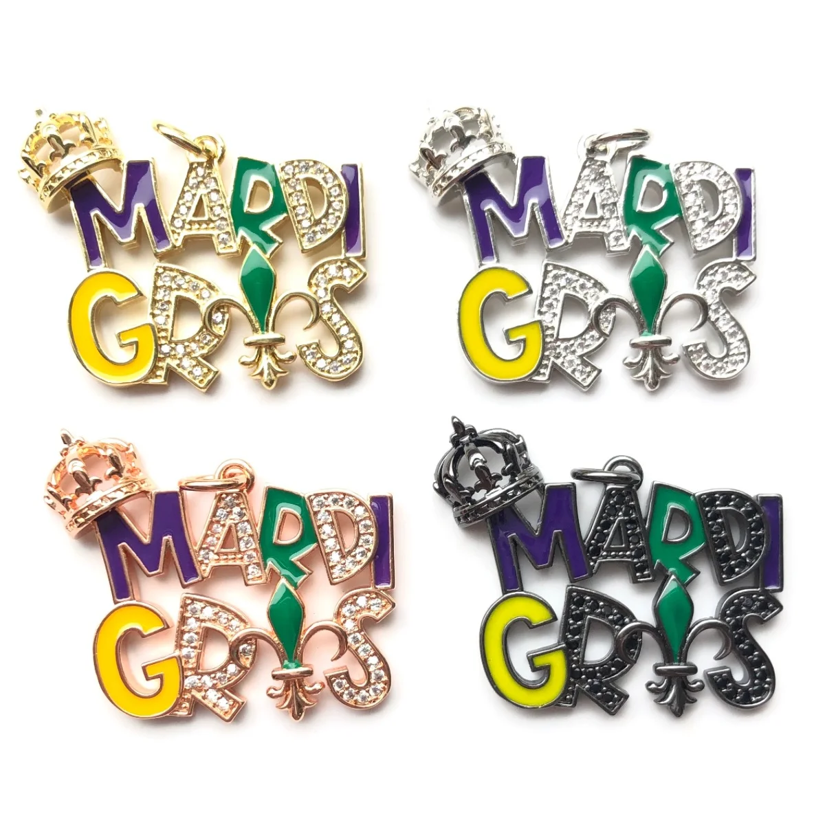 5pcs Enamel Micro Paved Crown Mardi Gras Words Charms Louisiana Pendants for Women Bracelet Girl Necklace Making Jewelry Finding 
5pcs Enamel Micro Paved Crown Mardi Gras Words Charms Louisiana Pendants for Women Bracelet Girl Necklace Making Jewelry Finding