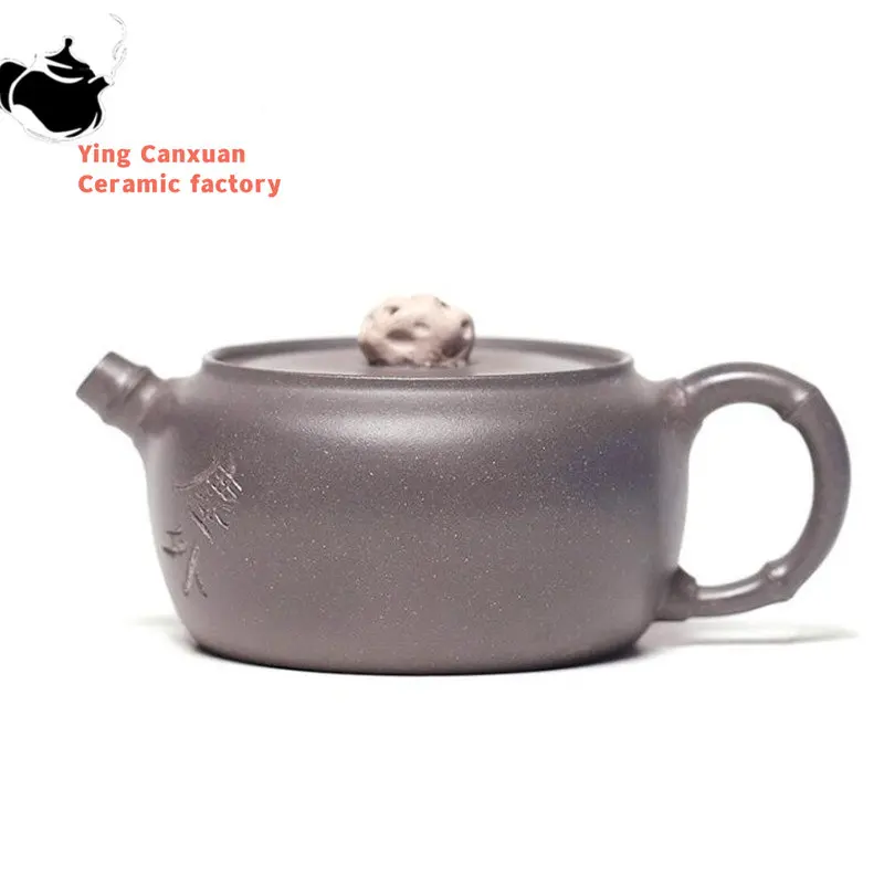 

180ml Chinese Yixing Famous Artists Purple Clay Teapots Handmade Tea Pot Raw Ore Grey Section Mud Kettle Zisha Tea Set Teaware