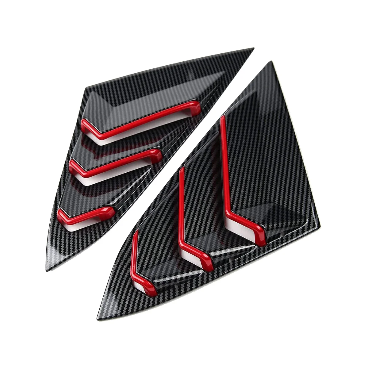 

For Honda Civic 2022 2023 Sedan Rear Side Vent Quarter Window Louver Shutter Cover Carbon Fiber+Red