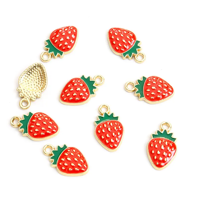 15pcs Red Strawberry Enamel Drip Oil Charms for Lovely Trinkets Making DIY Necklace Bracelet Earrings Cute Mini Fruit Pendants 15pcs Red Strawberry Enamel Drip Oil Charms for Lovely Trinkets Making DIY Necklace Bracelet Earrings Cute Mini Fruit Pendants
