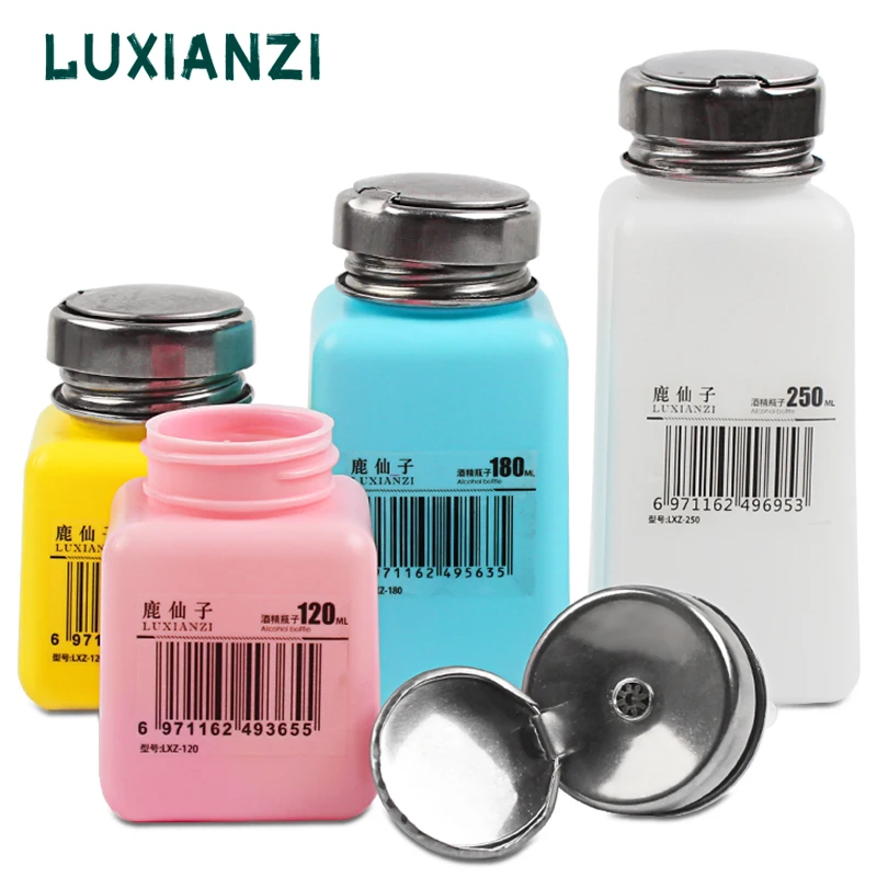 

LUXIANZI 120ml/180ml Portable Empty Pump Liquid Alcohol Press Cleaner Pumping Bottle Dispenser Up Refillable Bottles Container