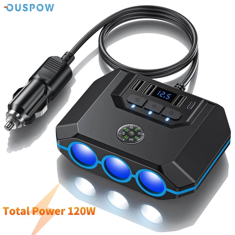 Ouspow Car Cigarette Lighter Socket Splitter Car Charger With ON/OFF Switch PD USB Charger LED Voltmeter Auto Accessories
Ouspow Car Cigarette Lighter Socket Splitter Car Charger With ON/OFF Switch PD USB Charger LED Voltmeter Auto Accessories