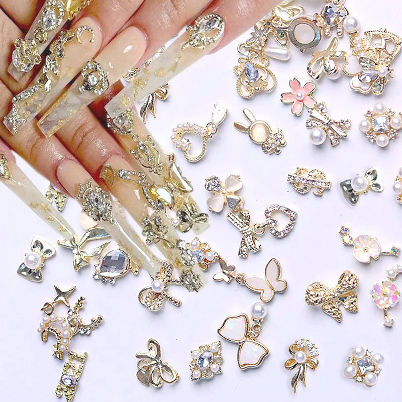 

30pcs Mix Styles Nail Charms 3D Nail Art Charms Luxury Zircon Nail Rhinestones Nail Gems Alloy Nail Jewels for Nail Art Supplies