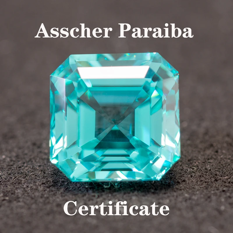 

Lab Grown Sapphire Paraiba Asscher Charms Gemstone Extremely Shiny Quality Advanced Jewelry Making Materials AGL Certificate