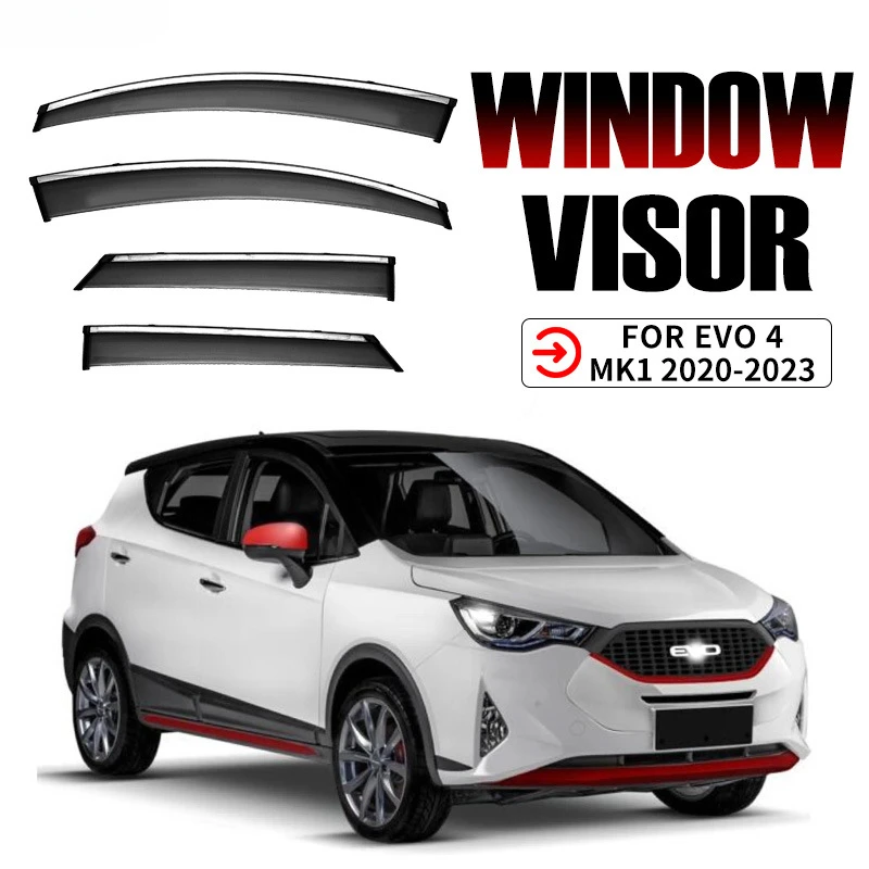 

For DR EVO 4 2020-2024 Car Accessories Window Visor Vent Shade Rain Sun Wind Guard Deflectors with Chrome Trims Shelters