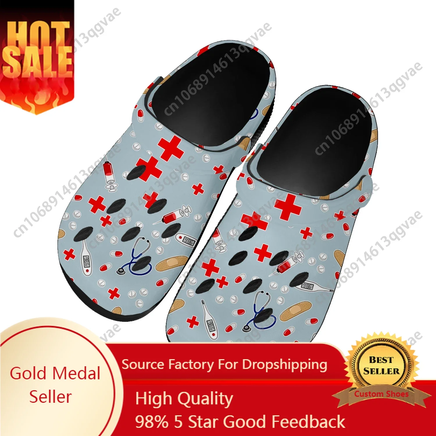 

Hospital Nurse Heart Home Clogs Custom Water Shoes Mens Womens Teenager Shoe Garden Clog Breathable Beach Hole Slippers Black