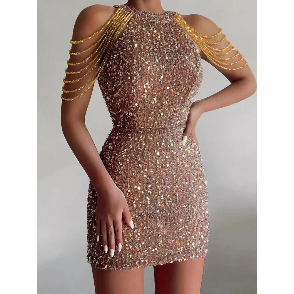 

Fringe Sequin Dress 2023 Summer Women Bodycon Cocktail Elegant Dresses Lady Vacation Luxury Sexy Party Club Clothes