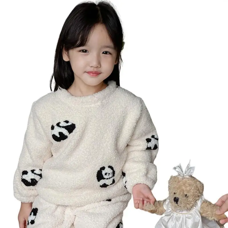 

Autumn Winter Cute Baby Boy Girl Clothes Pajamas Set Flannel Fleece Infant Toddler Child Warm Round Neck Sleepwear Loungewear