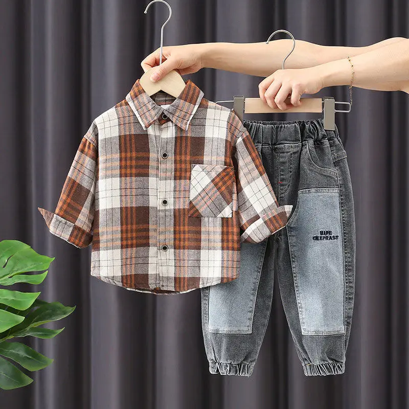 Boys Spring And Autumn Suits New Children's Checkered Shirts Jeans Trend Suits Baby Fashion Casual
Boys Spring And Autumn Suits New Children's Checkered Shirts Jeans Trend Suits Baby Fashion Casual
