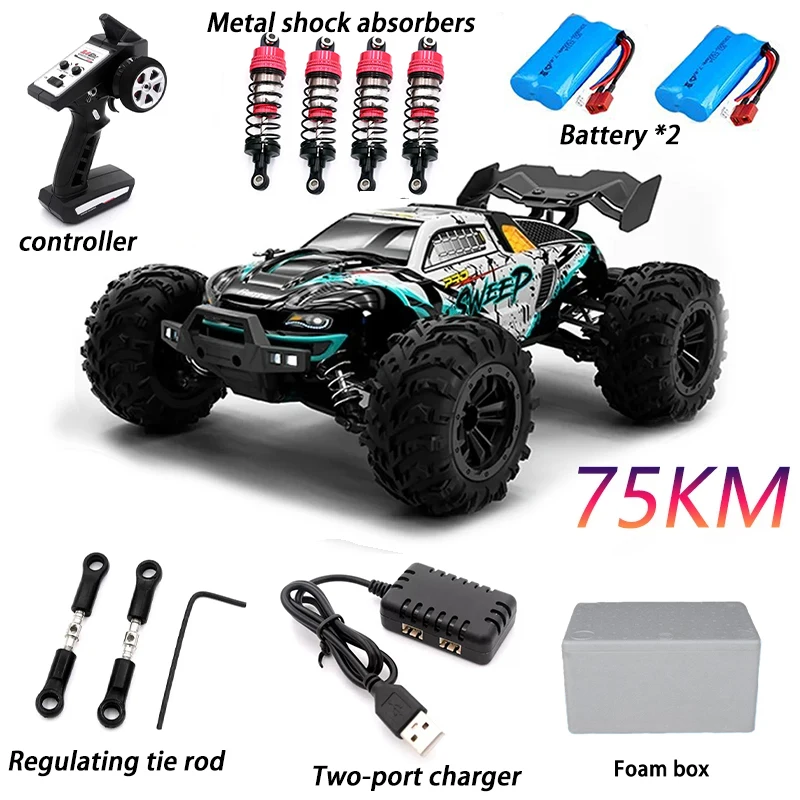

Rc Car Off Road 4x4 High Speed 70KM/H Remote Control Car with LED Headlight Brushless 4WD 1/16 Monster Truck Toys for Boys Gift