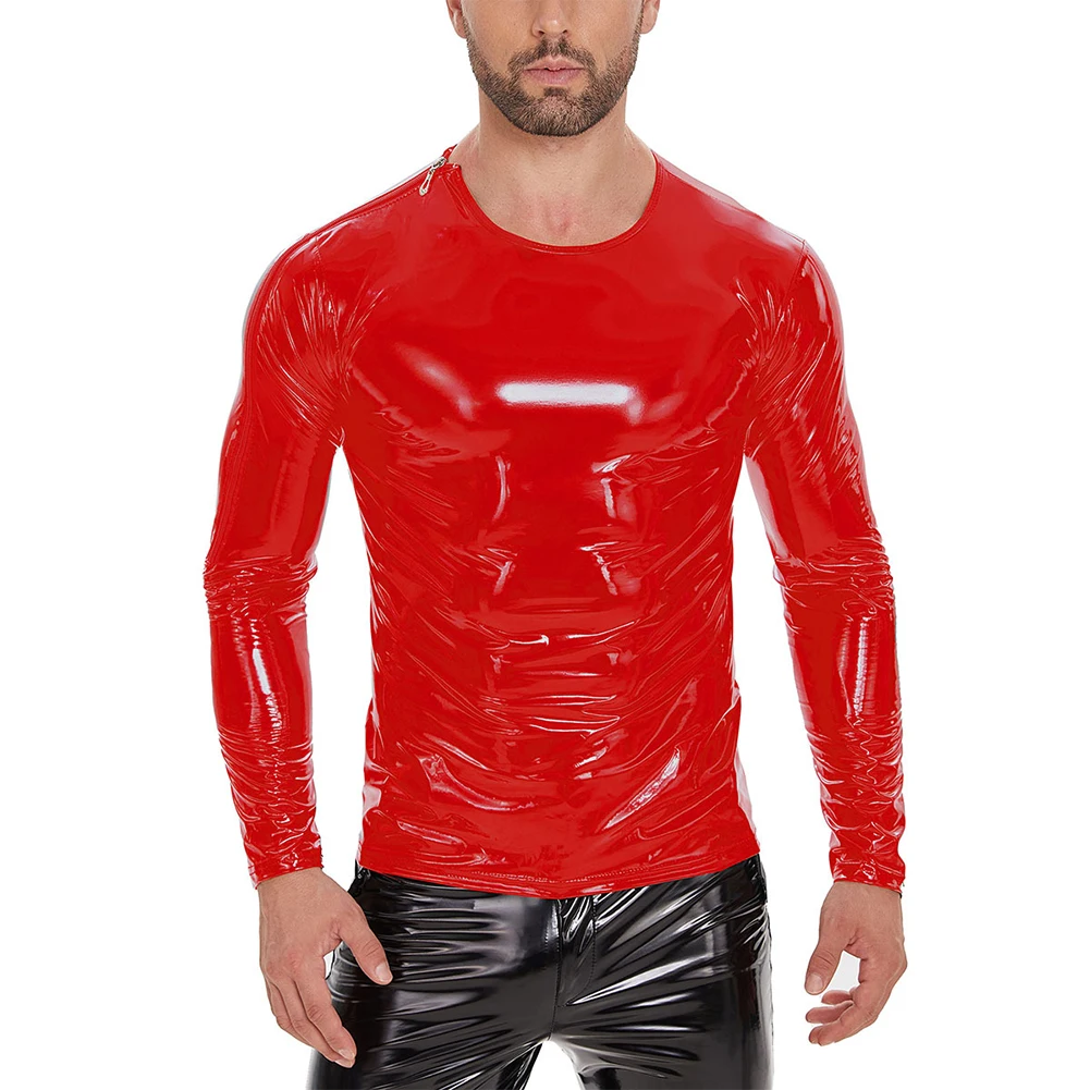 Autumn Men T-Shirt Crew Neck Faux Leather Glossy Long Sleeve O-Neck Round Neck Shiny Slim Fit Solid Color Clubwear
Autumn Men T-Shirt Crew Neck Faux Leather Glossy Long Sleeve O-Neck Round Neck Shiny Slim Fit Solid Color Clubwear