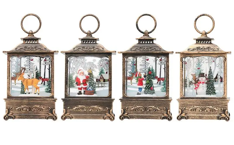 

Christmas Snow Globe Lantern Rotating Battery Operated LED Night Light Swirling Christmas Tree Ornaments Glittering lamps