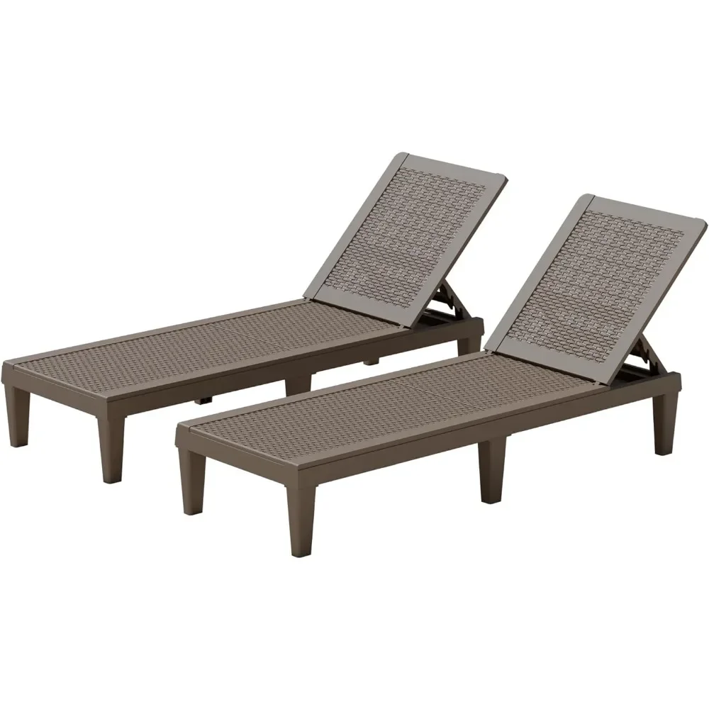 Outdoor Chaise Lounge Chairs Set of 2 with Adjustable Backrest, Waterproof PE Easy Assembly, Lightweight for Patio, Poolside
Outdoor Chaise Lounge Chairs Set of 2 with Adjustable Backrest, Waterproof PE Easy Assembly, Lightweight for Patio, Poolside