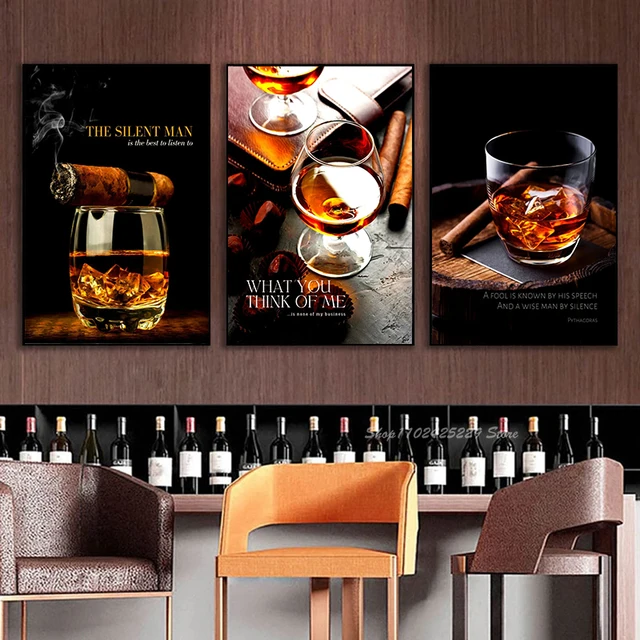 Affiche moderne de cigares et de vins rouges, peinture sur toile imprimée, décoration artistique murale moderne, Bar, Restaurant 2