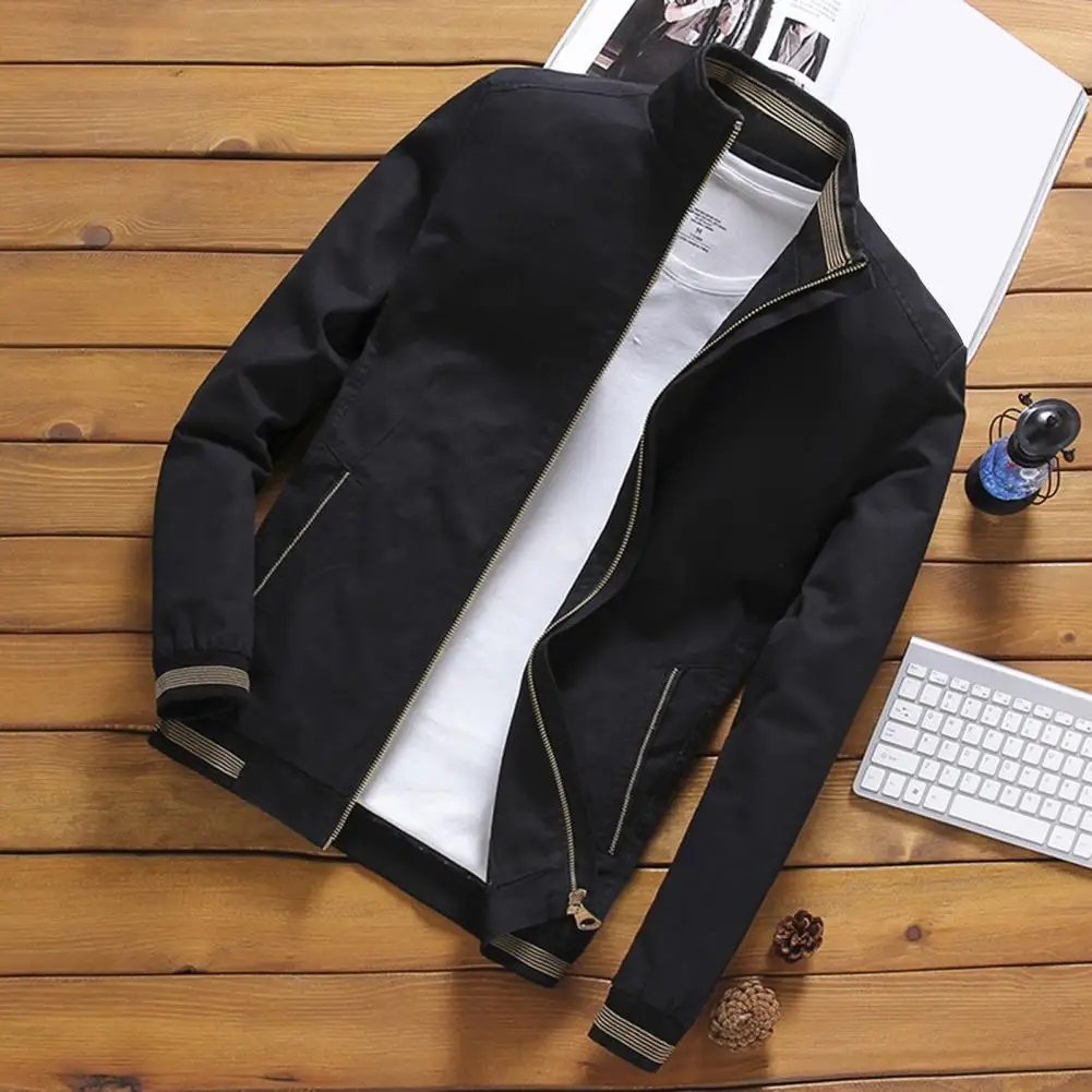 Men Jacket Stylish Men's Stand Collar Zipper Cardigan Slim Fit Striped Design Comfortable Spring Coat Zipper Closure Men Jacket
Men Jacket Stylish Men's Stand Collar Zipper Cardigan Slim Fit Striped Design Comfortable Spring Coat Zipper Closure Men Jacket