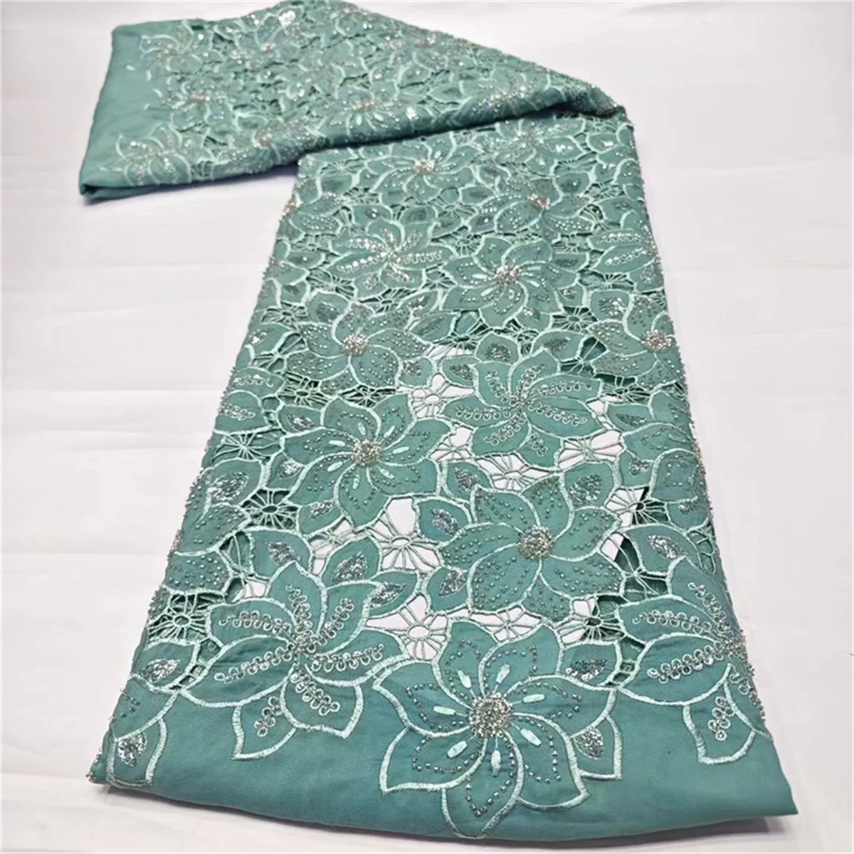 Latest French 3D Beaded Tulle Lace Fabric Green High Quality African Groom Lace Fabrics With Beads For Evening Party Dresses
Latest French 3D Beaded Tulle Lace Fabric Green High Quality African Groom Lace Fabrics With Beads For Evening Party Dresses