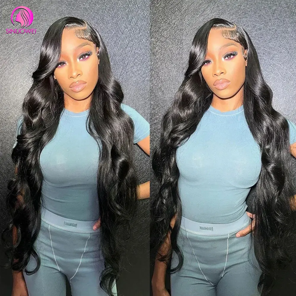 

40 Inch 13x4 Body Wave Lace Front Human Hair Wig Natural Brazilian Wig 4x4 Lace Closure Human Hair Wig 250% density Pre Plucked