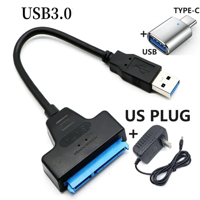 

EU US plug SATA To USB 3.0 Easy Drive Cable USB 3.0 To Sata Hard Disk Adapter External 2.5 Inch HDD SSD Hard Drive Adapter Power