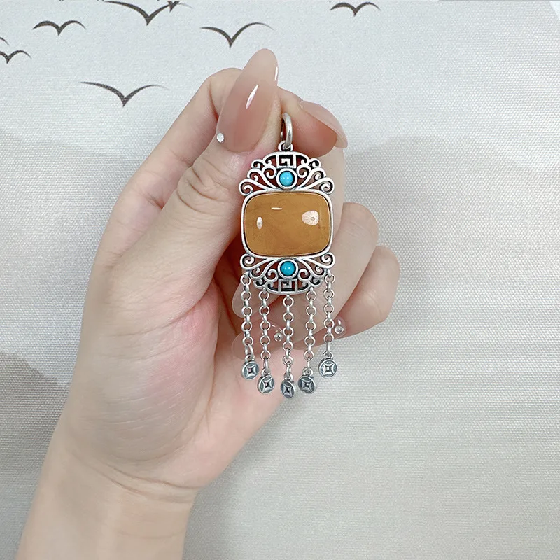925 Sterling Silver Enamel Bee Wax Tassel Pendants for Women Retro Ethnic Style Handmade Amber Geometrc Pendant Jewelry DZ052
925 Sterling Silver Enamel Bee Wax Tassel Pendants for Women Retro Ethnic Style Handmade Amber Geometrc Pendant Jewelry DZ052