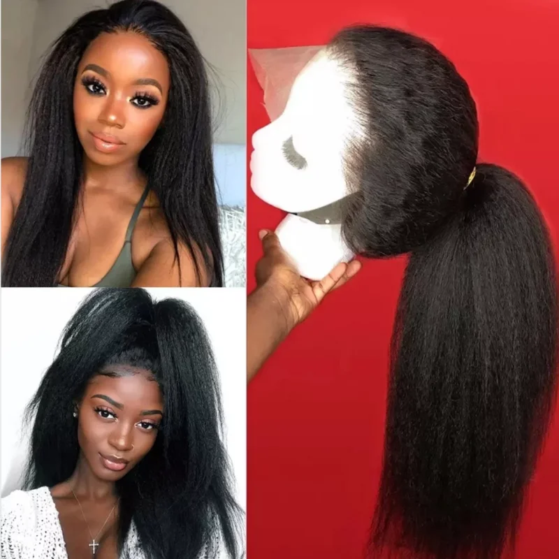 Natural Black Kinky Straight 180% Density Yaki Lace Front Wig For Black Women With Baby hair Heat Temperature Glueless Wig 
Natural Black Kinky Straight 180% Density Yaki Lace Front Wig For Black Women With Baby hair Heat Temperature Glueless Wig
