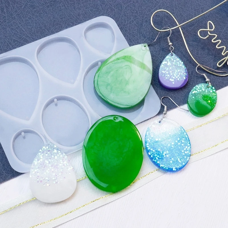 

F42F Multiple Styles Keychain Mold Silicone Pendant Mold Earring Ornament Epoxy Resin Casting Jewelry Making Diy Crafts