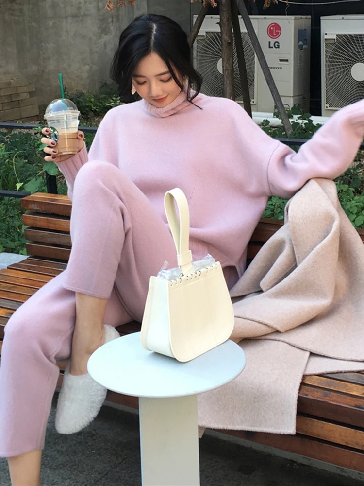 Spring Winter Knitted Tracksuit Turtleneck Sweatshirts Fashion Women Suit Clothing 2 Piece Set Pant Female 
Spring Winter Knitted Tracksuit Turtleneck Sweatshirts Fashion Women Suit Clothing 2 Piece Set Pant Female