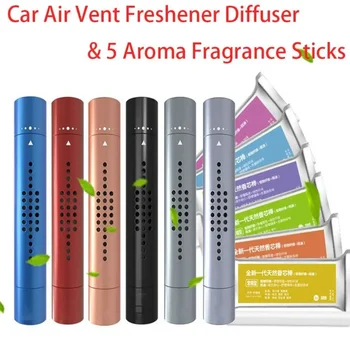 Car Air Freshener: O Acessório Ultimate para um Ambiente de Condução Refrescante 8 Car Air Vent Freshener Perfume Diffuser Metal Air Conditioning Outlet Clip with 5 Aroma Fragrance Sticks Auto Interior Accessory