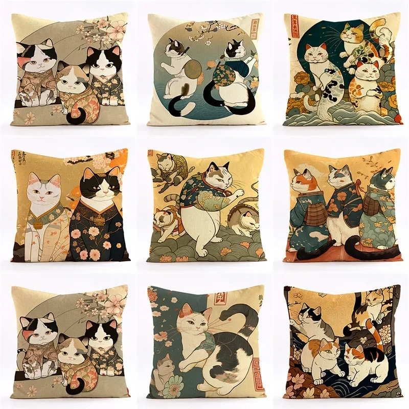 40/50cm Japanese-style Kimono Cat Cushion Cover Linen Material Car Pillow Sofa Square Cushion Cover Home Decoration
40/50cm Japanese-style Kimono Cat Cushion Cover Linen Material Car Pillow Sofa Square Cushion Cover Home Decoration