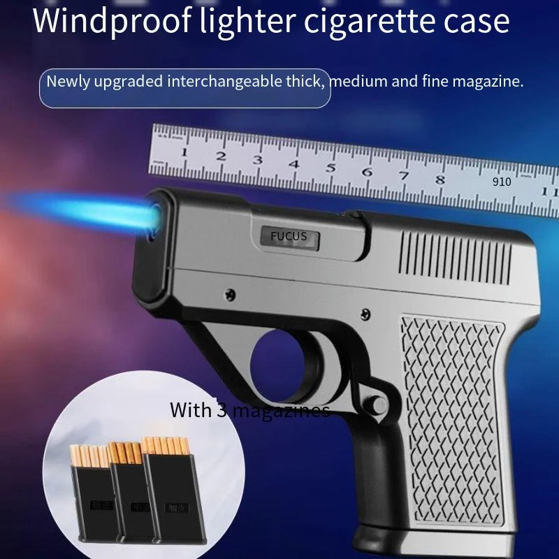 Windproof Inflatable Lighter Cigarette Box with Personalized Creativity, Pistol Shaped Packaging, Medium and Thin Cigarette Box
Windproof Inflatable Lighter Cigarette Box with Personalized Creativity, Pistol Shaped Packaging, Medium and Thin Cigarette Box