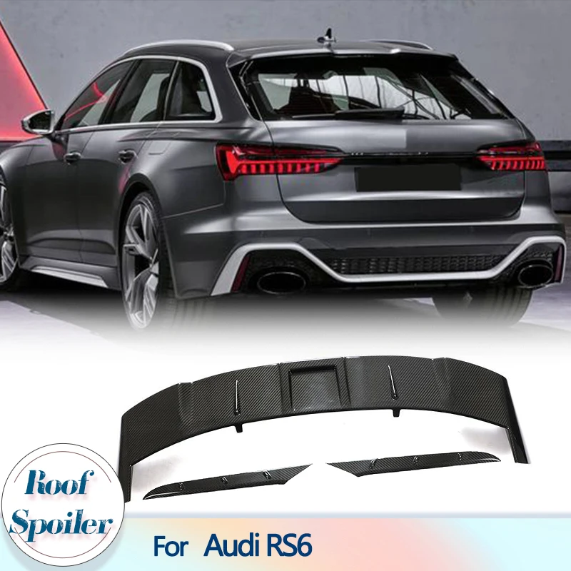 

Car Rear Roof Spoiler Wings For Audi RS6 Avant Wagon 4-Door 2019-2021 Dry Carbon Rear Window Roof Wing Spoiler Car Accessories