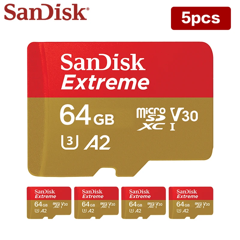 

SanDisk Micro SD Card Extreme SDXC UHS-I Flash Memory Card 32GB 64GB 128GB A2 U3 4K MicroSD Wholesale TF Card for Phone Notebook