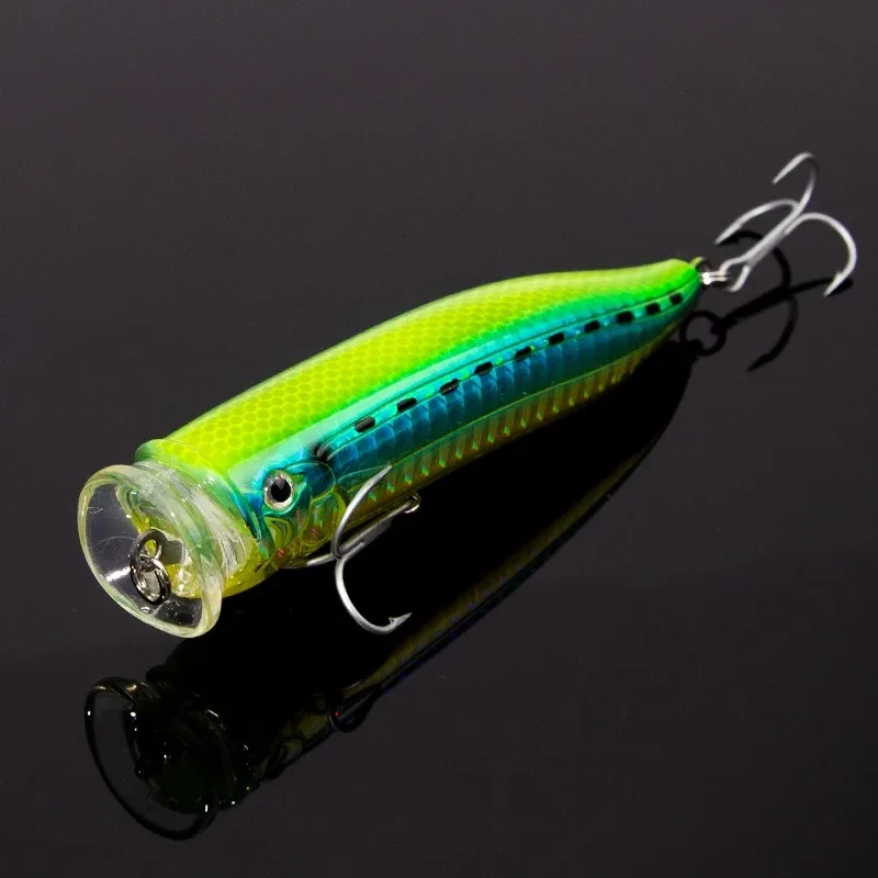 

3D Fish Eyes Topwater Popper Fishing Lure 1pc 100mm 21g With Sharp Hooks Hard Bait Floating Lure For Bass Trout Pike Wobblers