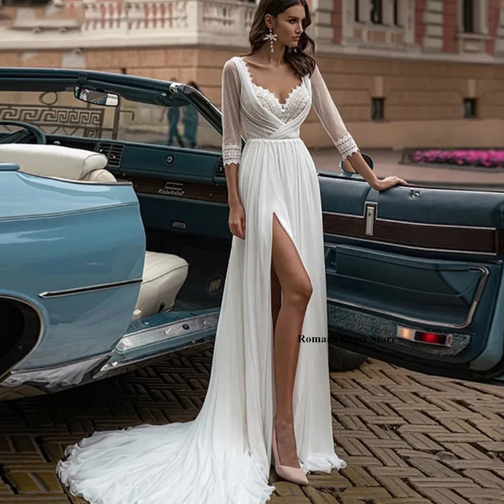 Romans Ivory Side Split Wedding Dress for Women Lace A-Line Formal Occasion Dresses Stain Bridesmaid Dresses vestido noiva
Romans Ivory Side Split Wedding Dress for Women Lace A-Line Formal Occasion Dresses Stain Bridesmaid Dresses vestido noiva