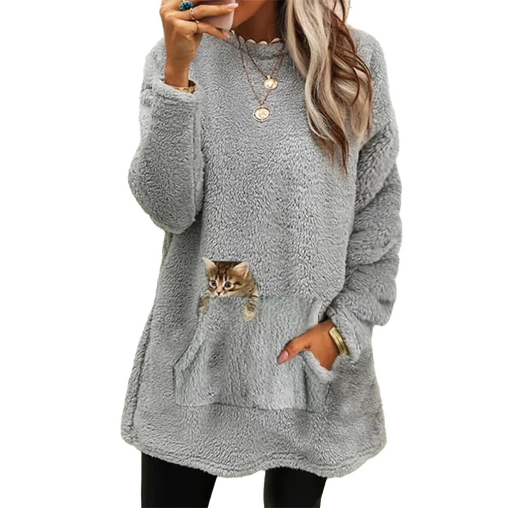 Ladies Cat Print Fleece Long Sleeve Pullover Sweatshirt Daily Holiday Regular Slight Stretch Sweatshirt Casual Women Sweater
Ladies Cat Print Fleece Long Sleeve Pullover Sweatshirt Daily Holiday Regular Slight Stretch Sweatshirt Casual Women Sweater