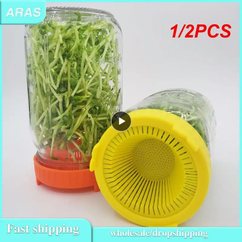 

1/2PCS Growing Bean Indoor Sprouting Lid 86mm Wide Mouth Jar Screen Sprouting Strainer Lid Kit For Mason Jar Household Supplies