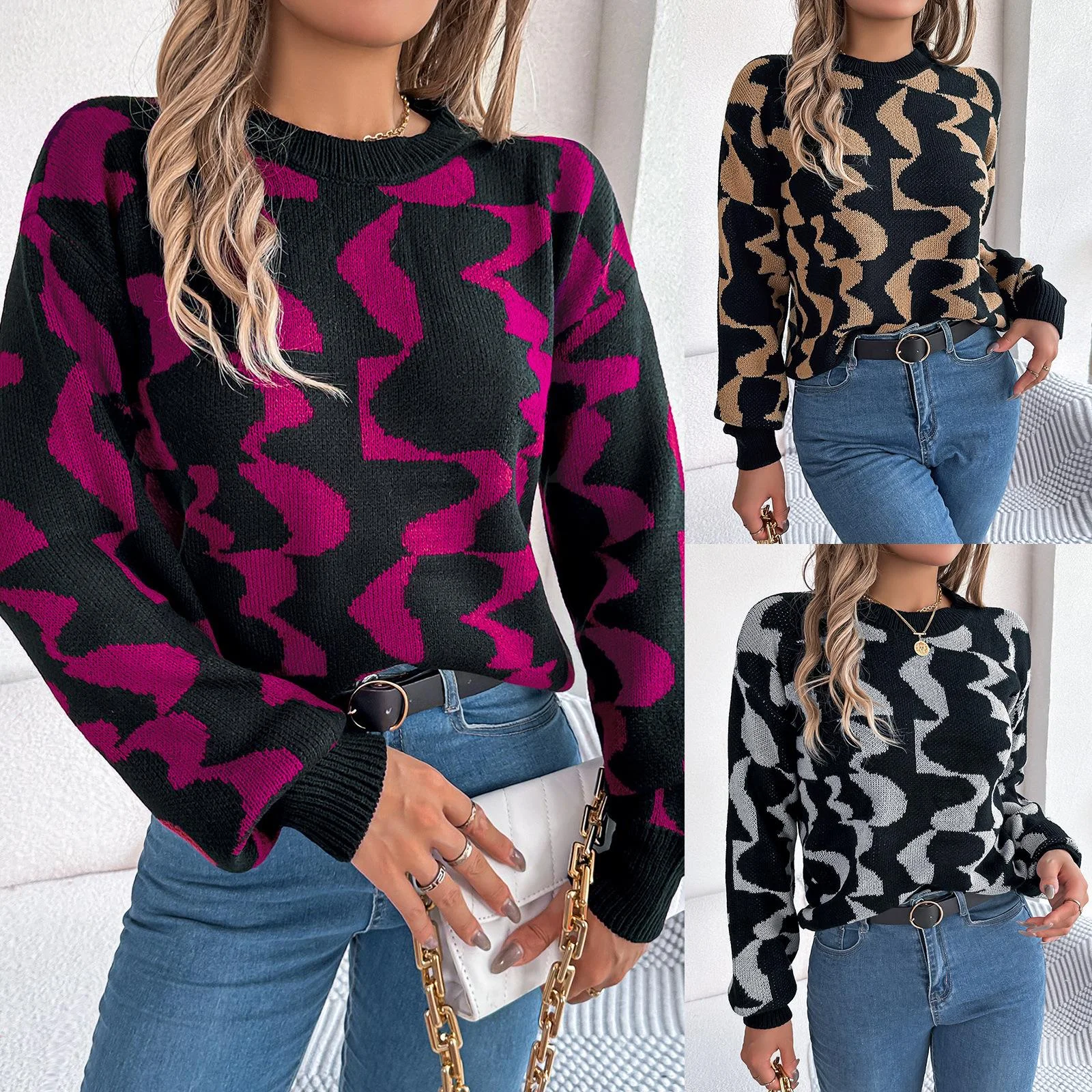 Women's Fall Autumn Winter Long Sleeve Knit Sweater Color Block Striped Oversized Sweaters Pullover Loose Knitted Jumpers Tops
Women's Fall Autumn Winter Long Sleeve Knit Sweater Color Block Striped Oversized Sweaters Pullover Loose Knitted Jumpers Tops