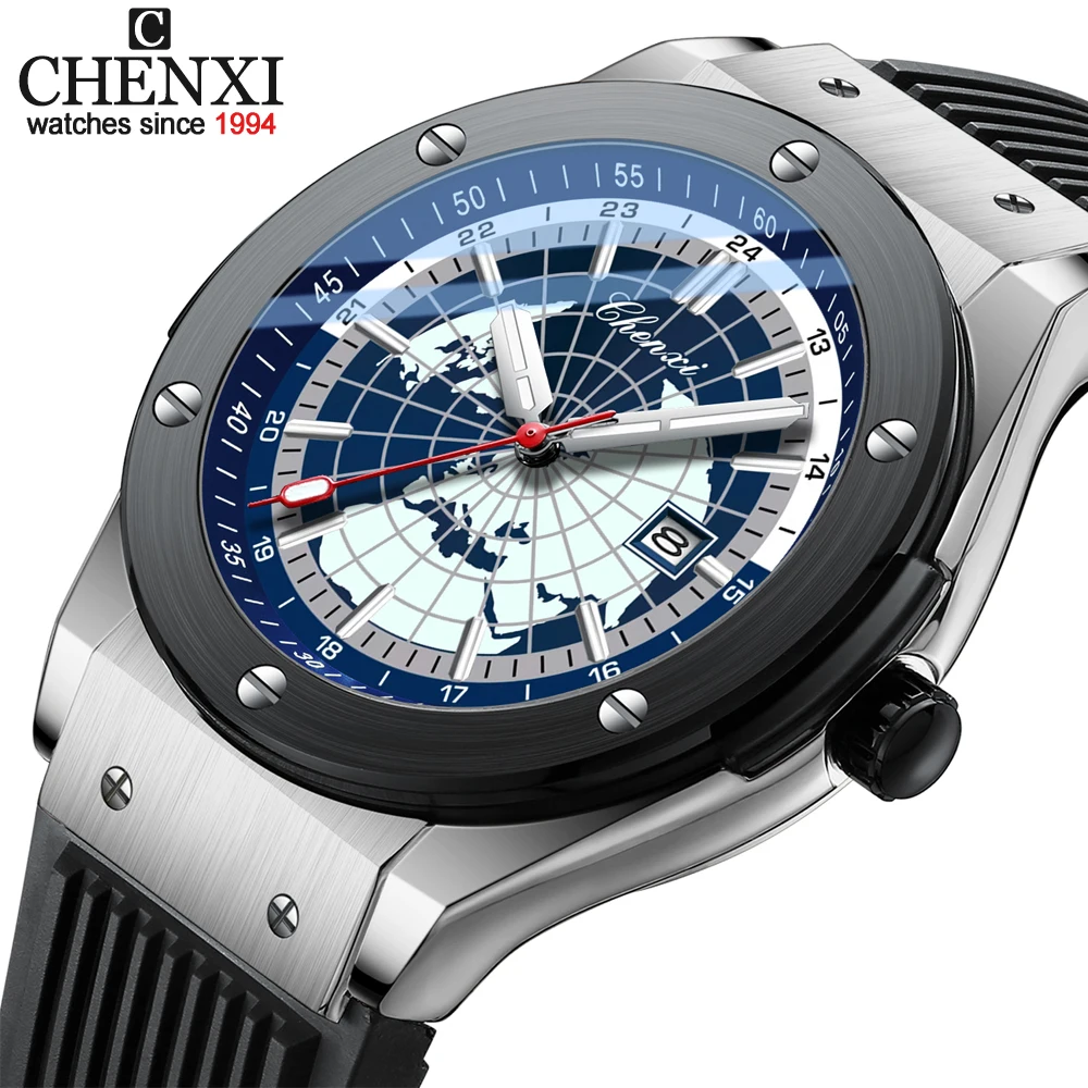 

CHENXI Luxury Men Watch Fashion Men's Quartz Wristwatch Classic Brand Creative Dial Watches Silicone Strap Business Man Clock