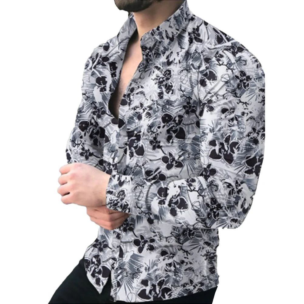 

Define Your Style in Fitness Men's Baroque Print Shirt Long Sleeve Button Down Perfect for Parties or Special Occasions