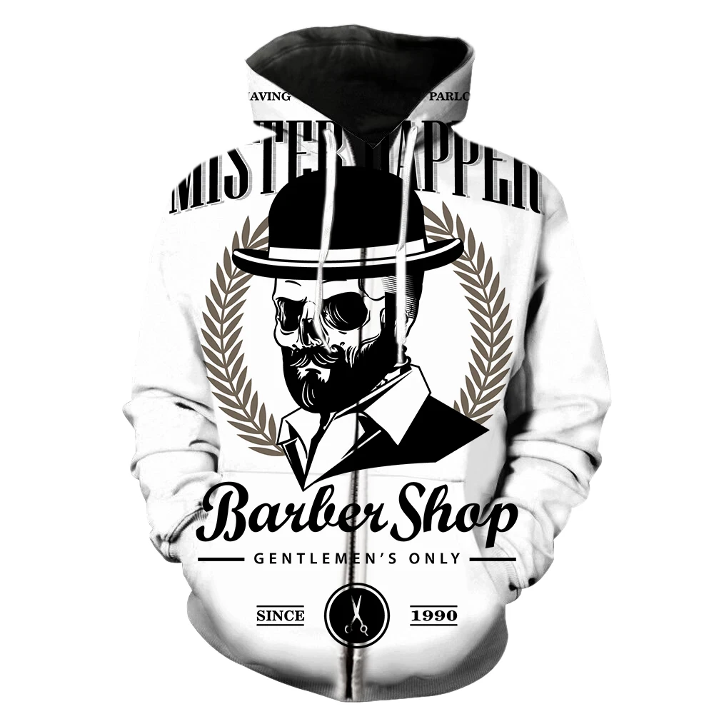 Cartoon Skull Barber Men's Zipper Hoodie Unisex Funny Oversized Teens Tops Sweatshirts Cool With Hood Jackets Fashion Harajuku
Cartoon Skull Barber Men's Zipper Hoodie Unisex Funny Oversized Teens Tops Sweatshirts Cool With Hood Jackets Fashion Harajuku