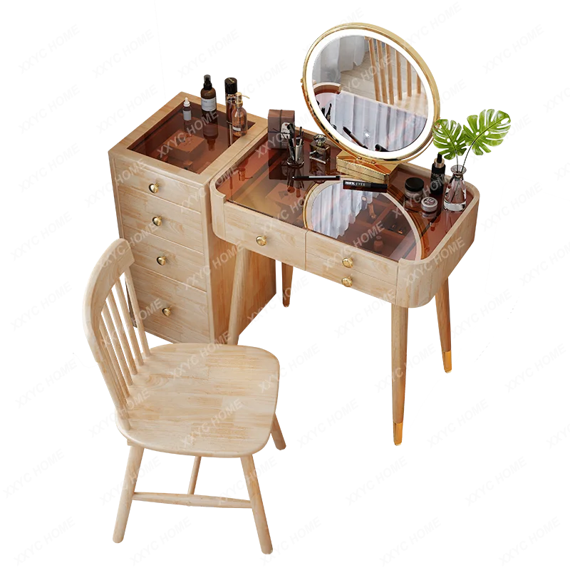 Dressing Table Bedroom Makeup Table Glass Countertop Locker Integrated Modern Minimalist Chest of Drawers Cosmetic Cabinet
Dressing Table Bedroom Makeup Table Glass Countertop Locker Integrated Modern Minimalist Chest of Drawers Cosmetic Cabinet